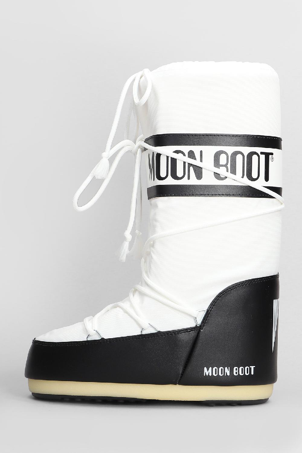 Deliberti Moon Boot Tronchetti Tacco Basso Mb Icon Nylon In Nylon Bianco Cod. 408777 - Deliberti The Luxury Shopping
