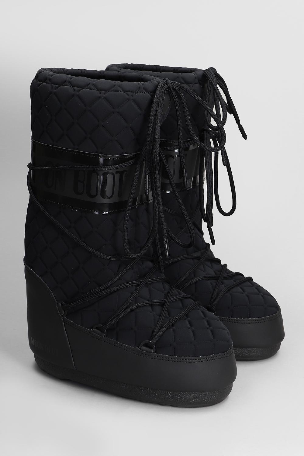 Deliberti Moon Boot Tronchetti Tacco Basso Mb Icon Quilt In Pvc Nero Cod. 408793 - Deliberti The Luxury Shopping
