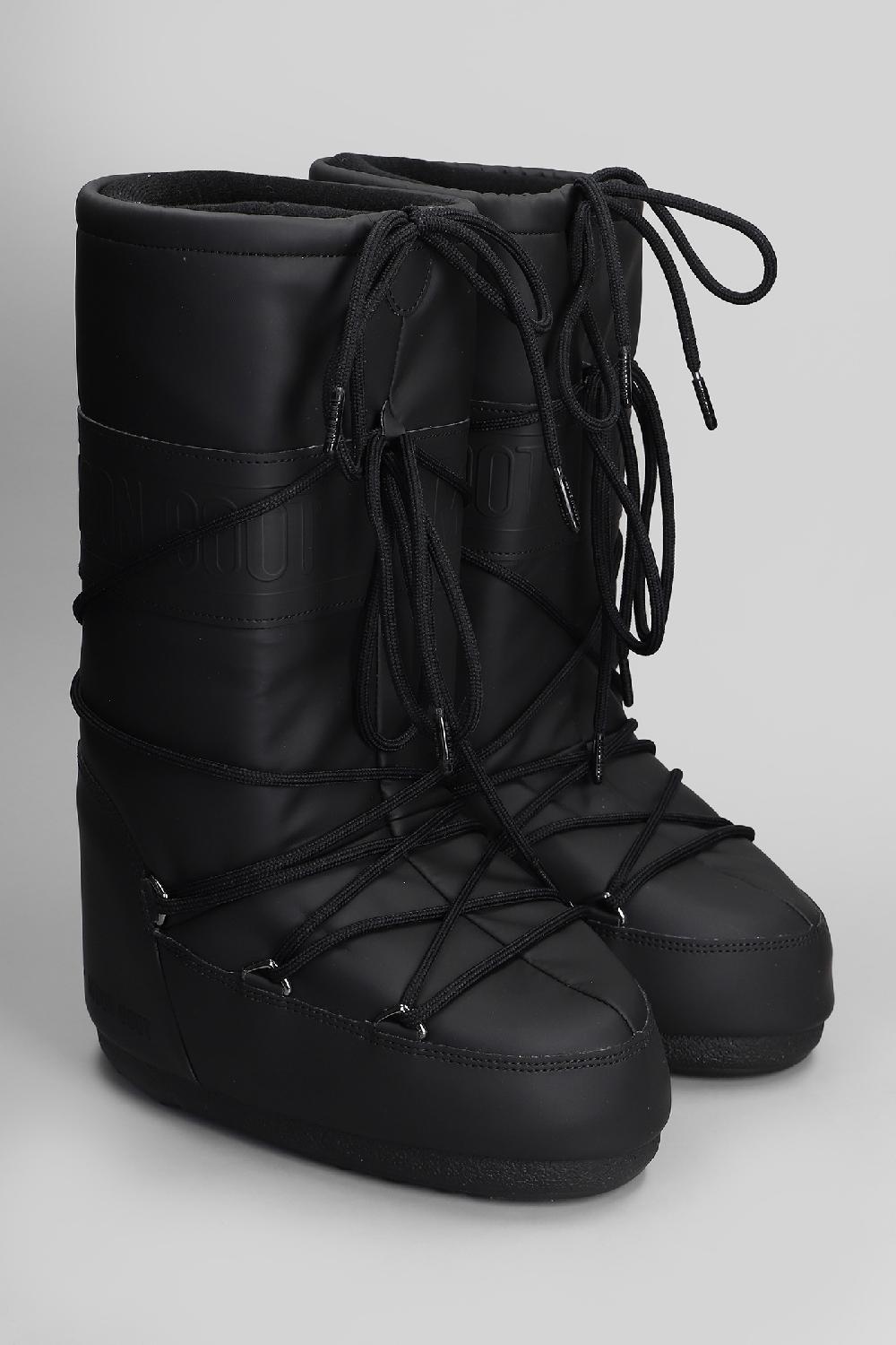 Deliberti Moon Boot Tronchetti Tacco Basso Mb Icon Rubber In Poliestere Nero Cod. 409887 - Deliberti The Luxury Shopping