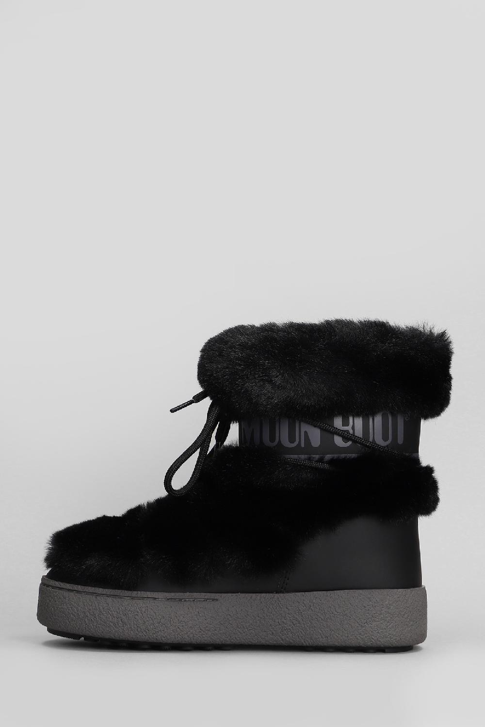 Deliberti Moon Boot Tronchetti Tacco Basso Mb Ltrack Faux Fur In Eco Pelliccia Nera Cod. 409742 - Deliberti The Luxury Shopping