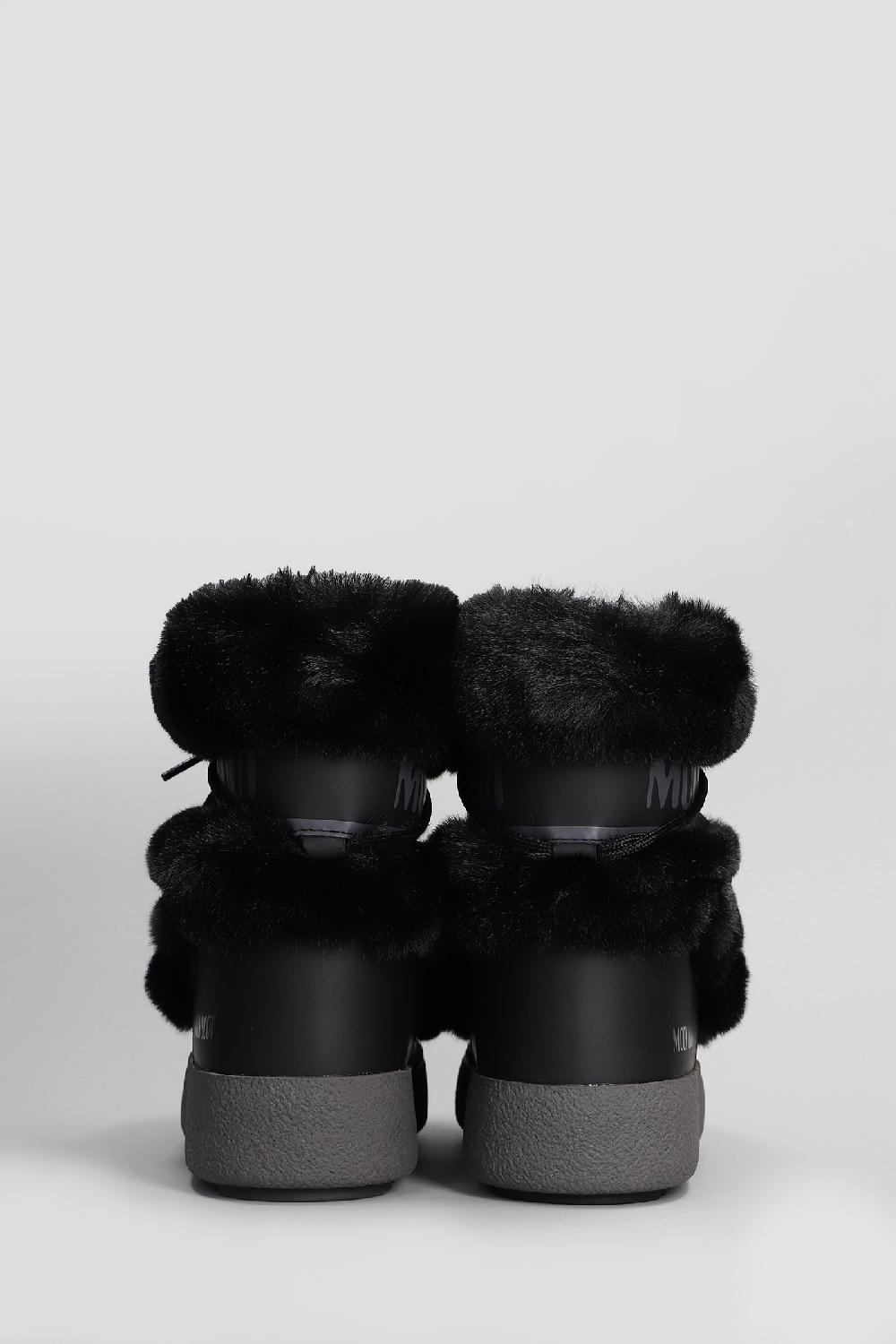 Deliberti Moon Boot Tronchetti Tacco Basso Mb Ltrack Faux Fur In Eco Pelliccia Nera Cod. 409742 - Deliberti The Luxury Shopping