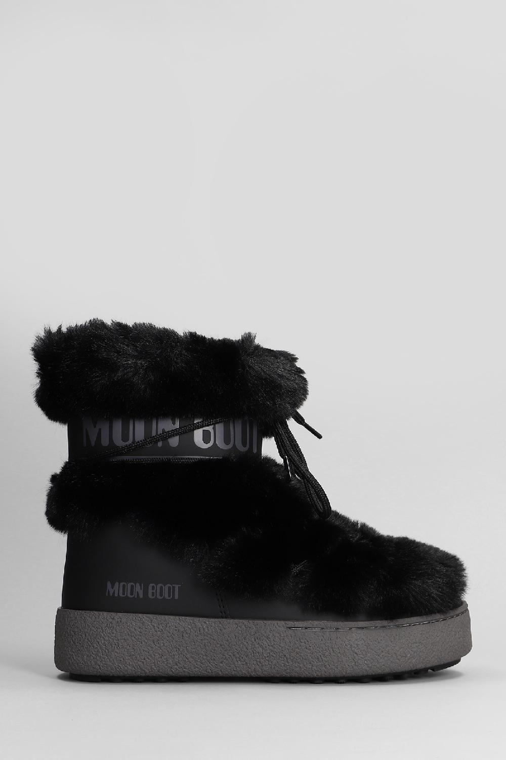 Deliberti Moon Boot Tronchetti tacco basso mb ltrack faux fur in eco pelliccia nera cod. 409742 - Deliberti The Luxury Shopping