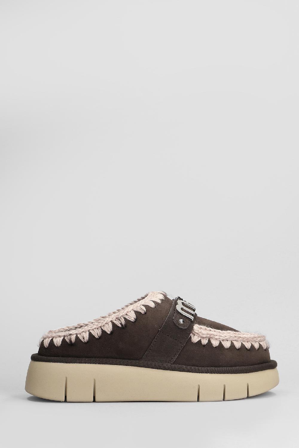 Deliberti Mou Slipper-mule bounce clog in camoscio marrone cod. 408453 - Deliberti The Luxury Shopping