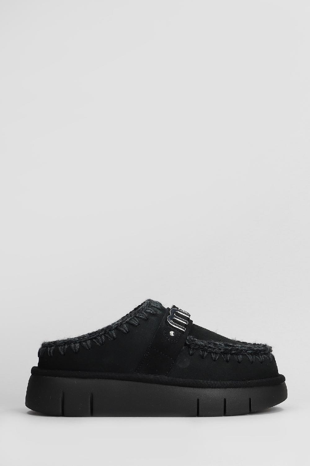 Deliberti Mou Slipper-mule bounce clog in camoscio nero cod. 408449 - Deliberti The Luxury Shopping