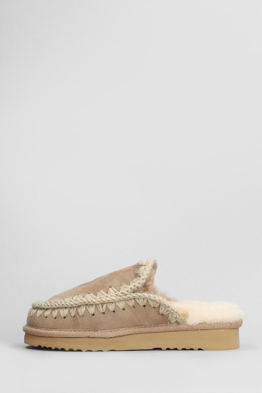 Deliberti Mou Slipper-mule Eskimo Stitching In Camoscio Cammello Cod. 408421 - Deliberti The Luxury Shopping