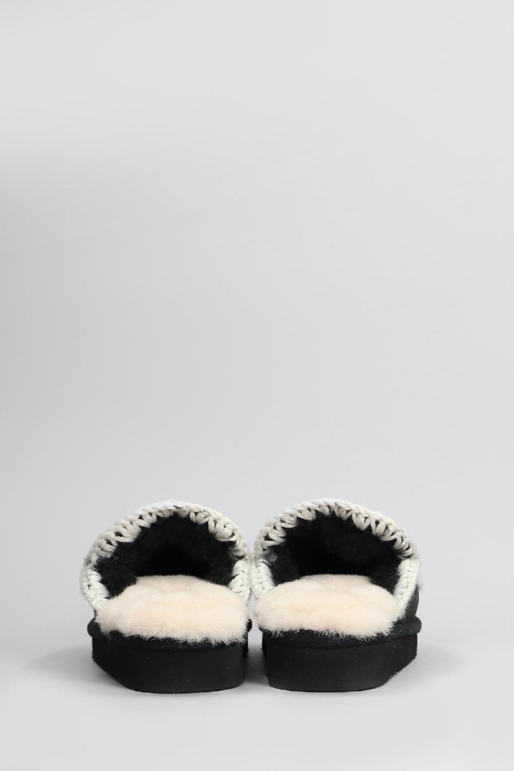 Deliberti Mou Slipper-mule Eskimo Stitching In Camoscio Nero Cod. 408420 - Deliberti The Luxury Shopping