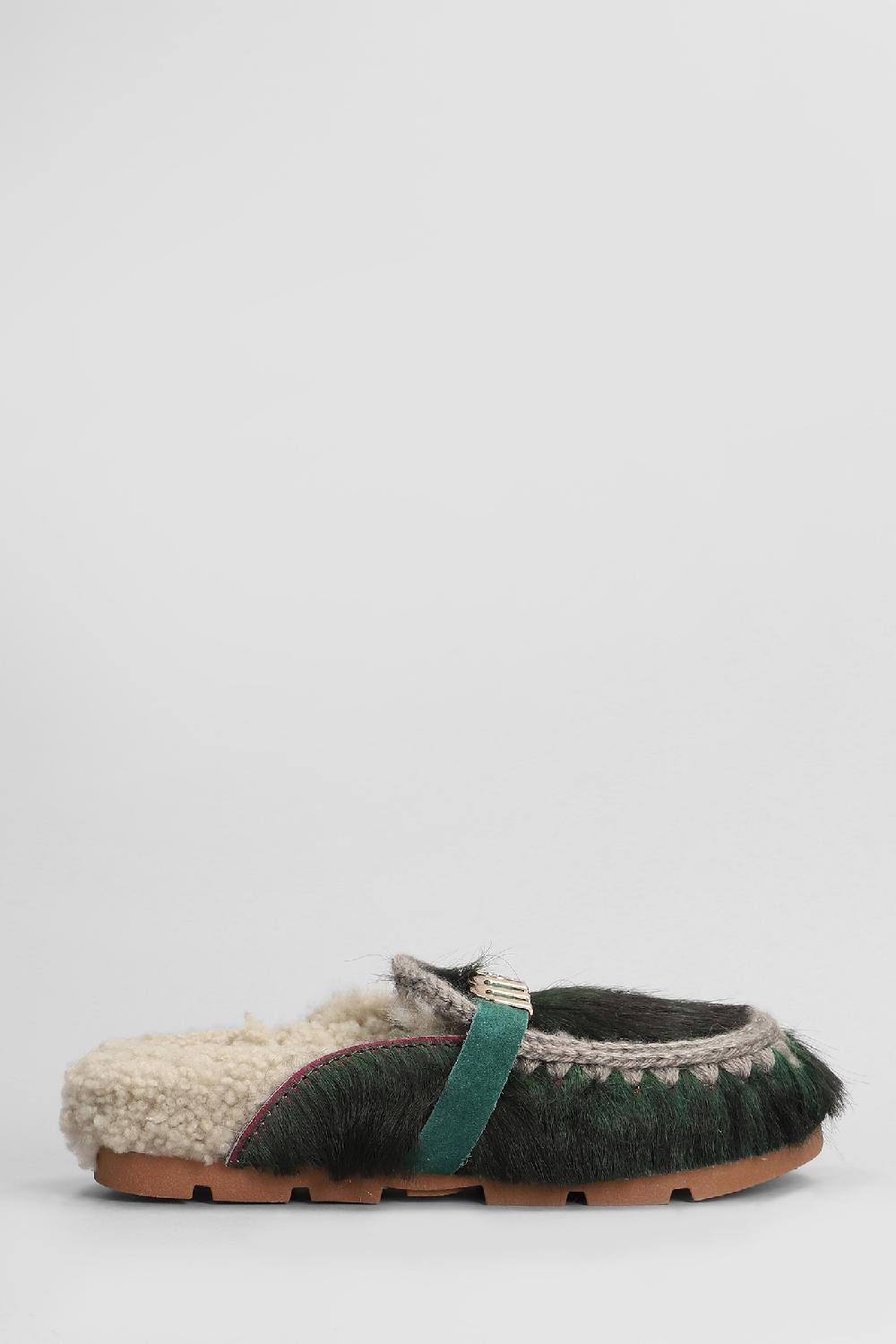 Deliberti Mou Slipper-mule long hair pony in cavallino verde cod. 408445 - Deliberti The Luxury Shopping