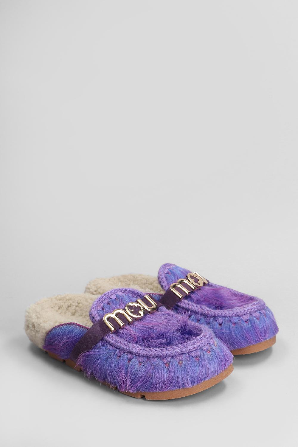 Deliberti Mou Slipper-mule Long Hair Pony In Cavallino Viola Cod. 408446 - Deliberti The Luxury Shopping