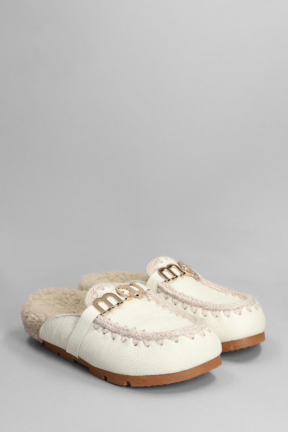 Deliberti Mou Slipper-mule Winter Bio In Pelle Bianca Cod. 408444 - Deliberti The Luxury Shopping
