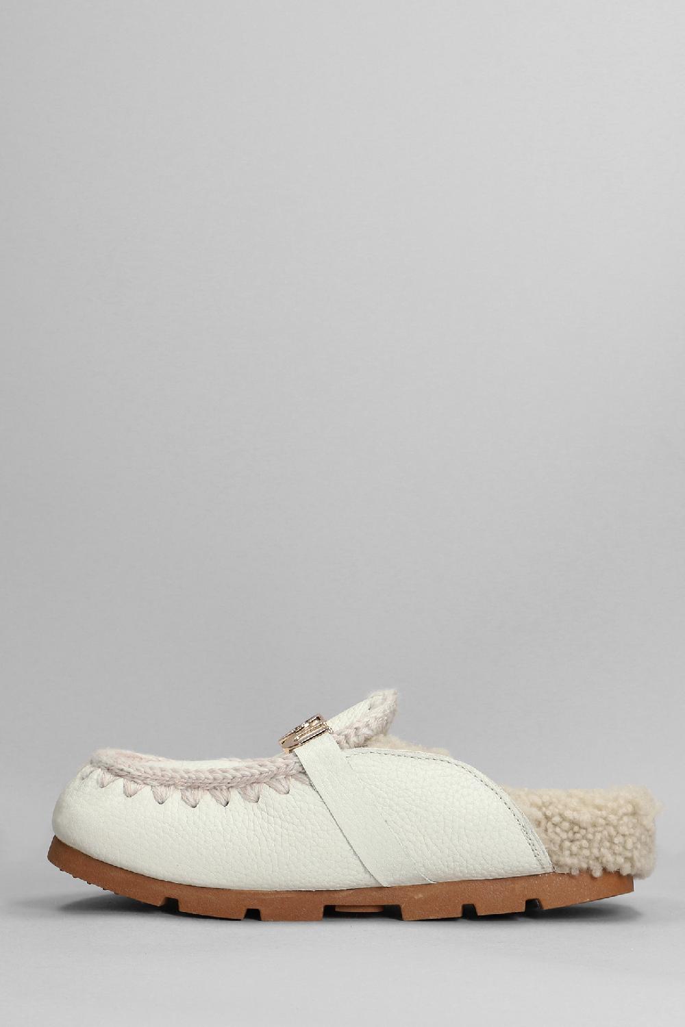 Deliberti Mou Slipper-mule Winter Bio In Pelle Bianca Cod. 408444 - Deliberti The Luxury Shopping