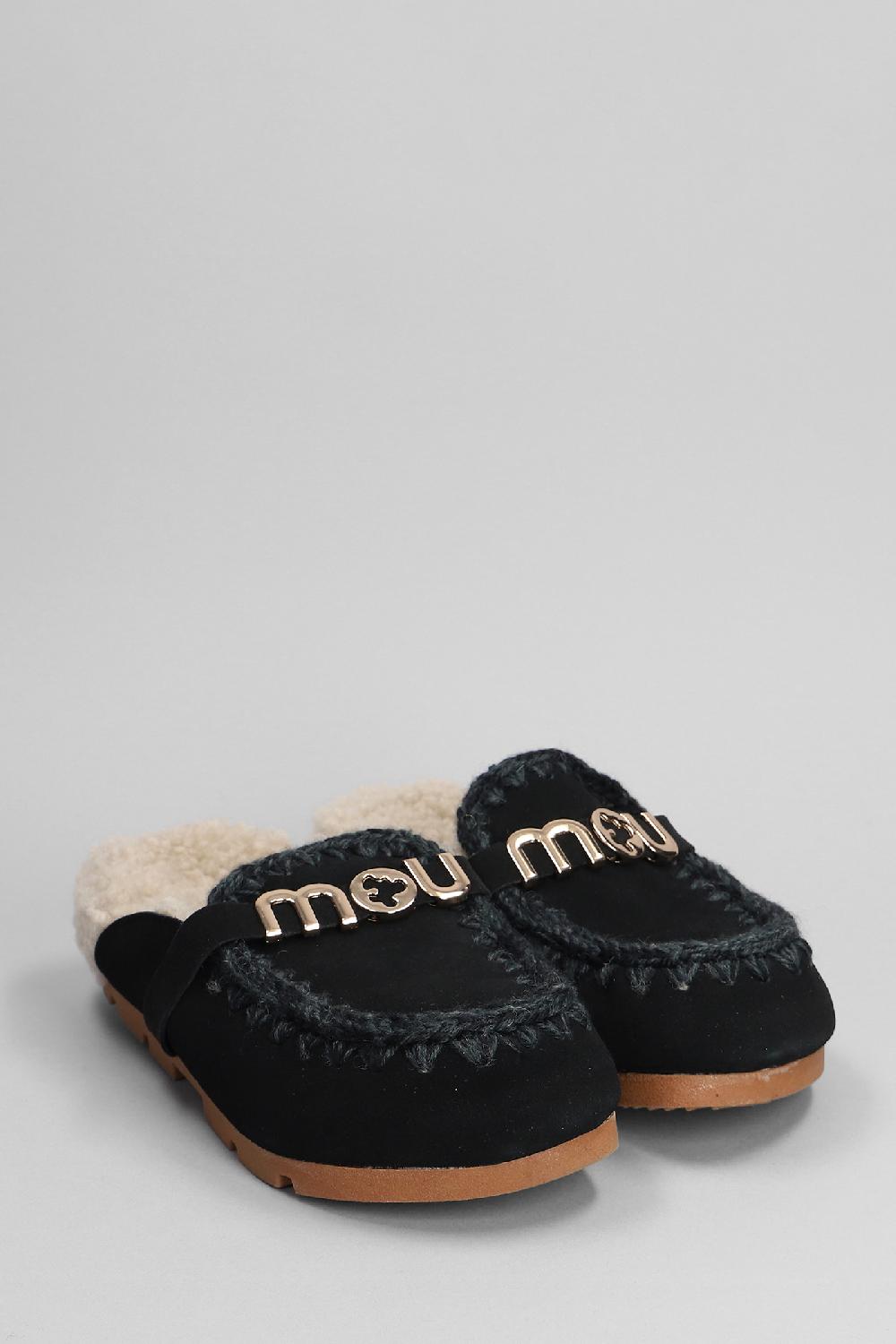 Deliberti Mou Slipper-mule Winter Bio Slide In Camoscio Nero Cod. 408442 - Deliberti The Luxury Shopping