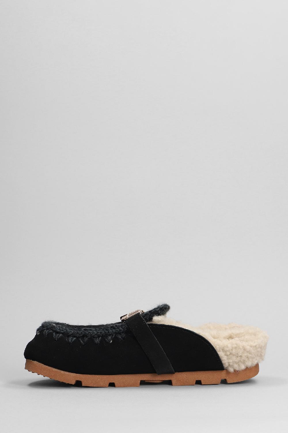 Deliberti Mou Slipper-mule Winter Bio Slide In Camoscio Nero Cod. 408442 - Deliberti The Luxury Shopping