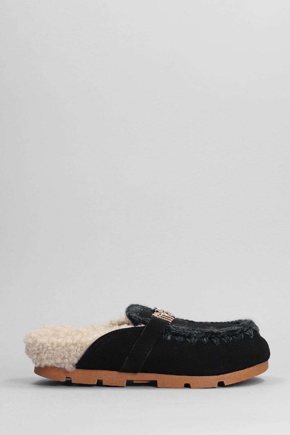 Deliberti Mou Slipper-mule winter bio slide in camoscio nero cod. 408442 - Deliberti The Luxury Shopping