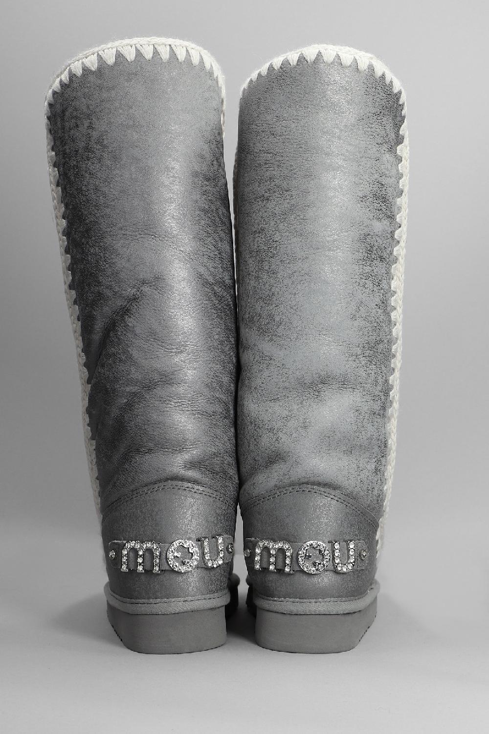Deliberti Mou Stivali Tacco Basso Eskimo 40 In Camoscio Argento Cod. 408407 - Deliberti The Luxury Shopping