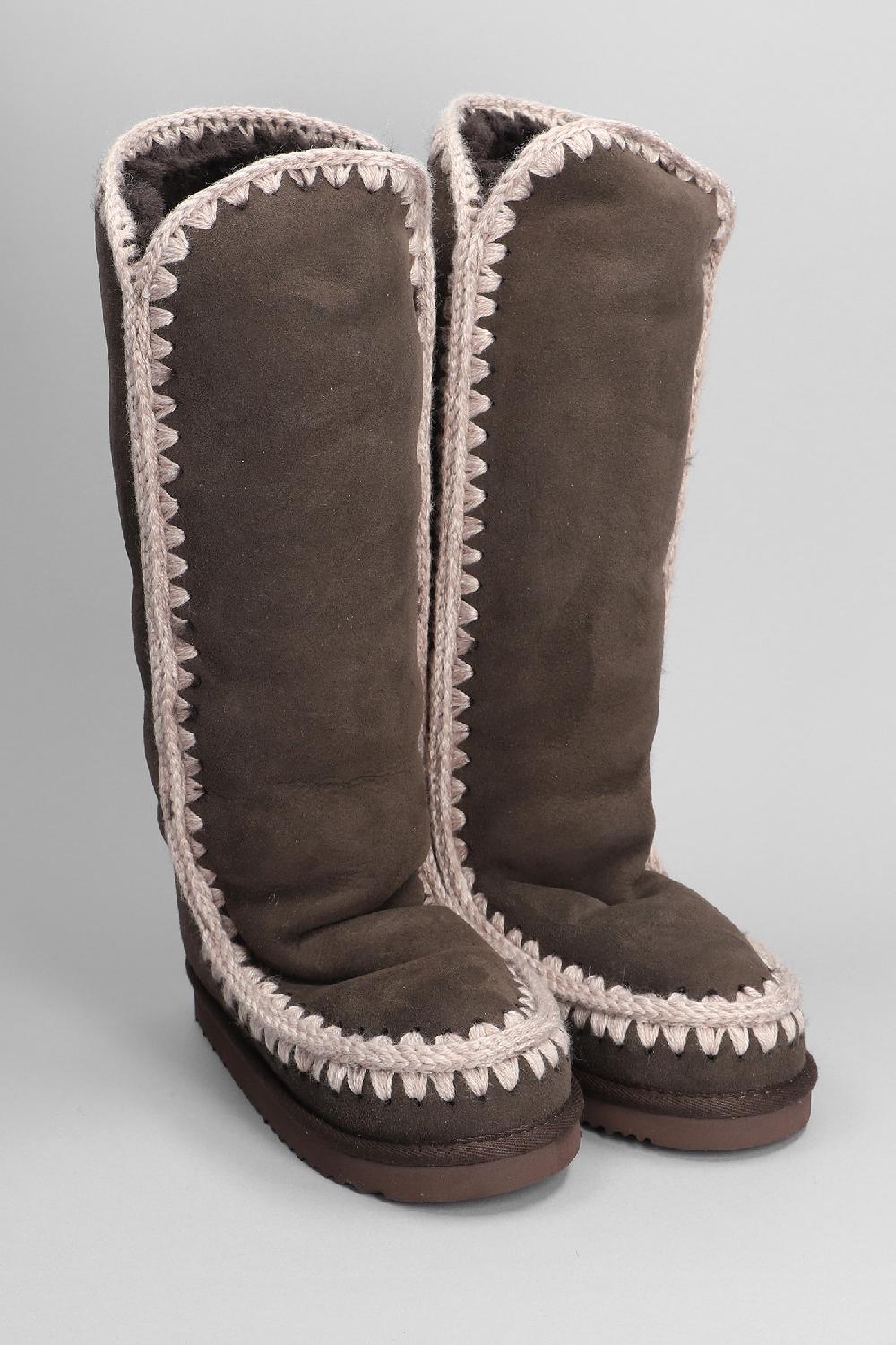 Deliberti Mou Stivali Tacco Basso Eskimo 40 In Camoscio Marrone Cod. 387891 - Deliberti The Luxury Shopping