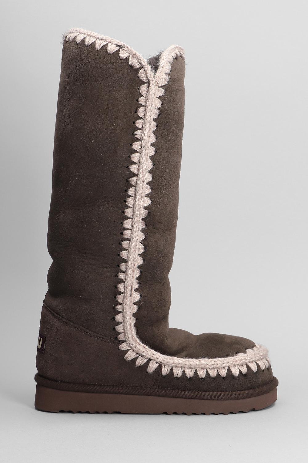 Deliberti Mou Stivali tacco basso eskimo 40 in camoscio marrone cod. 387891 - Deliberti The Luxury Shopping