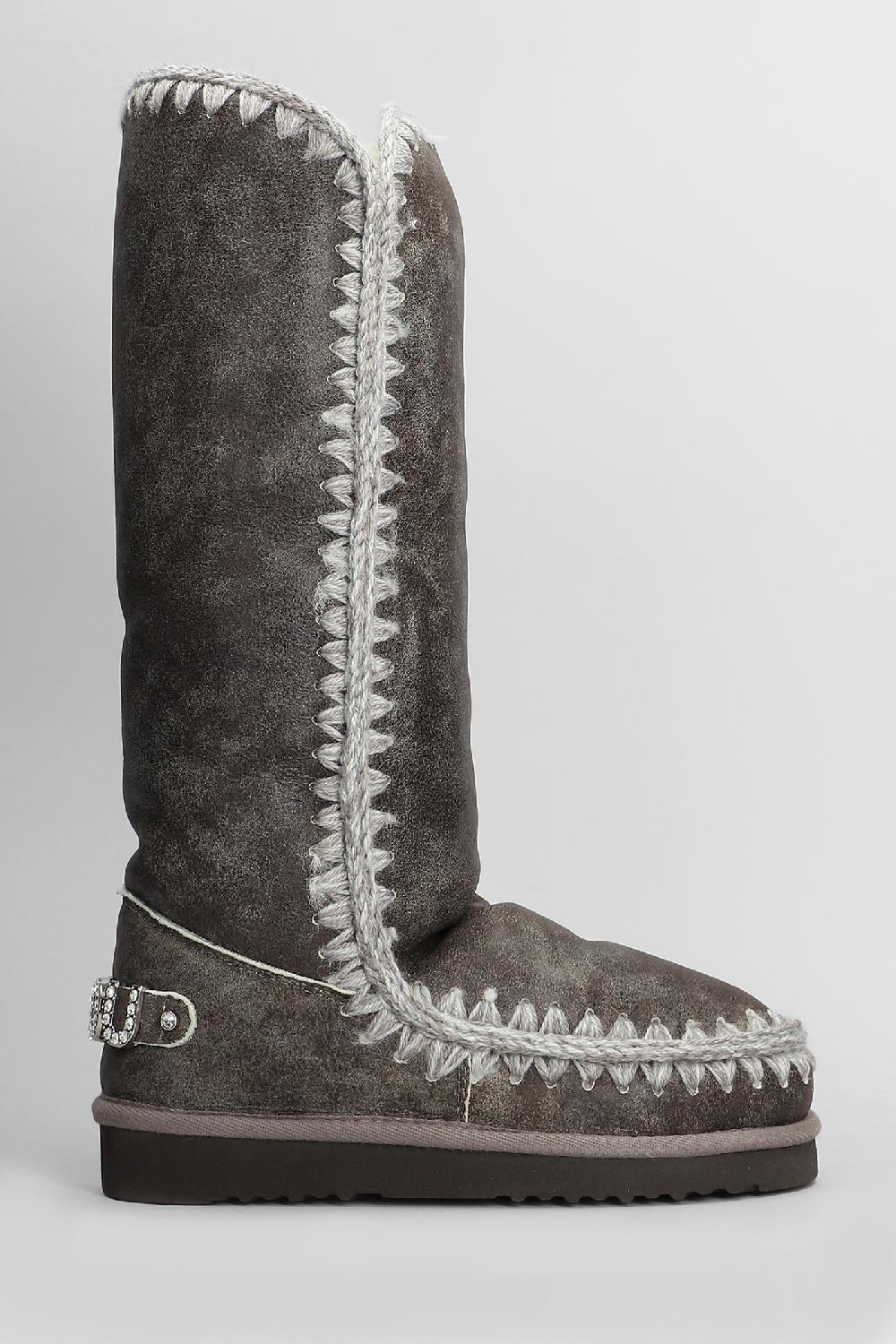 Deliberti Mou Stivali tacco basso eskimo 40 in pelle marrone cod. 408405 - Deliberti The Luxury Shopping