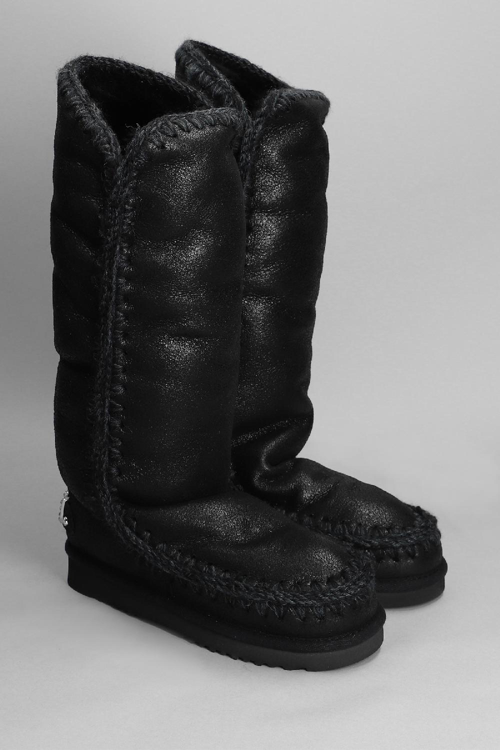 Deliberti Mou Stivali Tacco Basso Eskimo 40 In Pelle Nera Cod. 408404 - Deliberti The Luxury Shopping