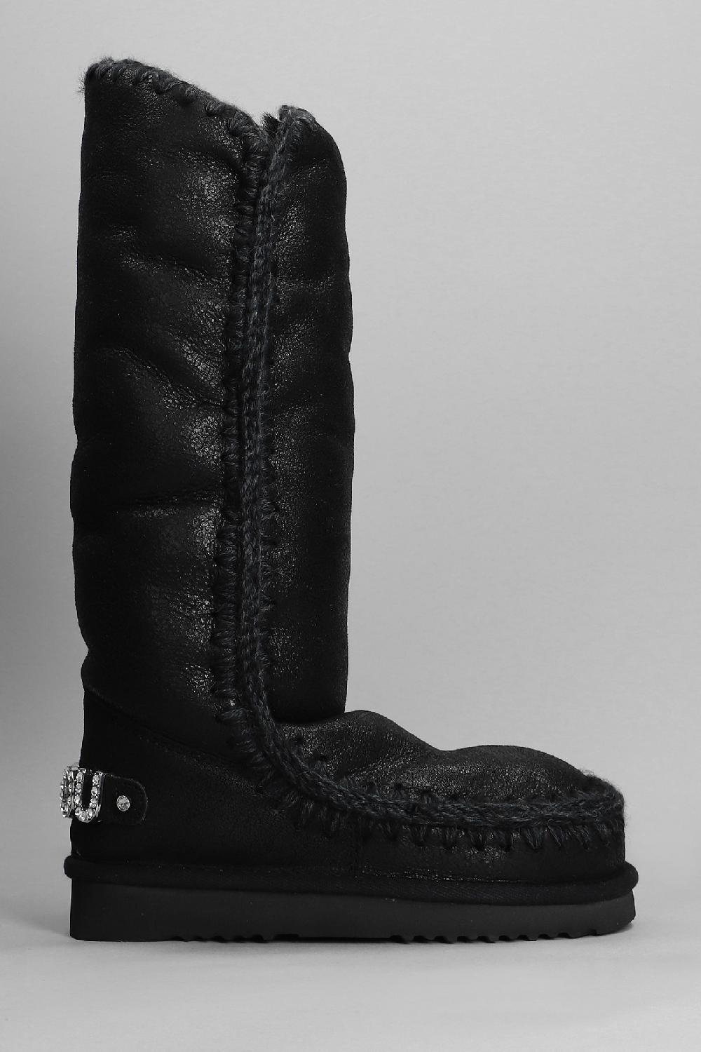 Deliberti Mou Stivali tacco basso eskimo 40 in pelle nera cod. 408404 - Deliberti The Luxury Shopping