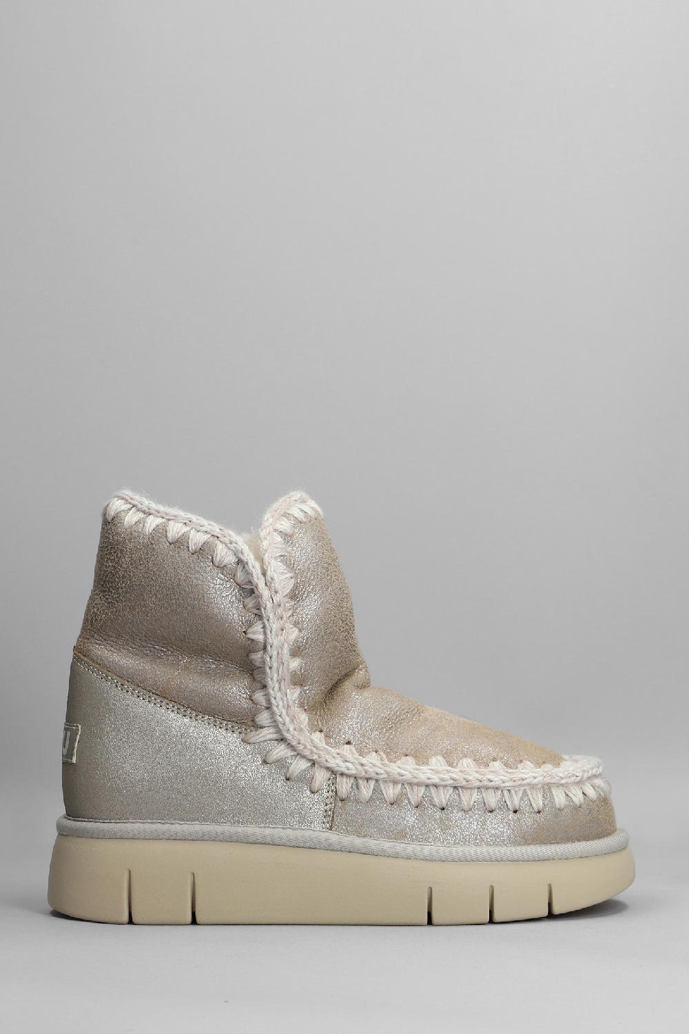 Deliberti Mou Tronchetti tacco basso eskimo 18 in camoscio beige cod. 408457 - Deliberti The Luxury Shopping
