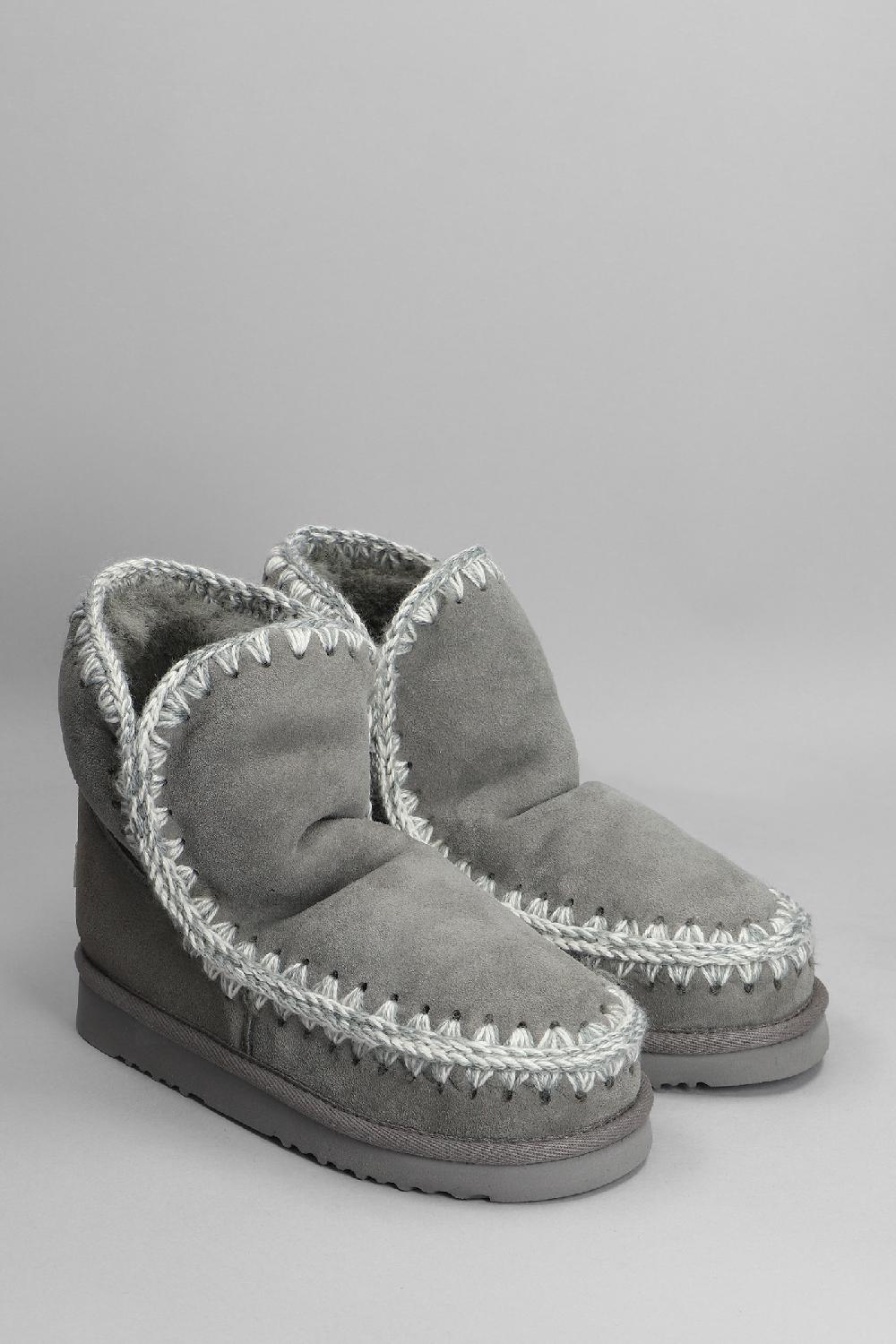 Deliberti Mou Tronchetti Tacco Basso Eskimo 18 In Camoscio Grigio Cod. 408381 - Deliberti The Luxury Shopping