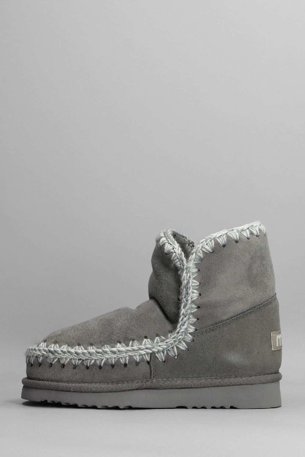 Deliberti Mou Tronchetti Tacco Basso Eskimo 18 In Camoscio Grigio Cod. 408381 - Deliberti The Luxury Shopping