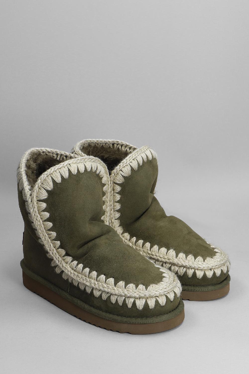 Deliberti Mou Tronchetti Tacco Basso Eskimo 18 In Camoscio Verde Cod. 408380 - Deliberti The Luxury Shopping