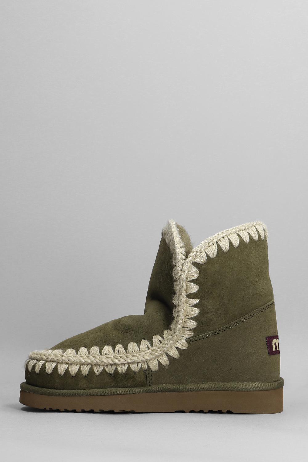 Deliberti Mou Tronchetti Tacco Basso Eskimo 18 In Camoscio Verde Cod. 408380 - Deliberti The Luxury Shopping