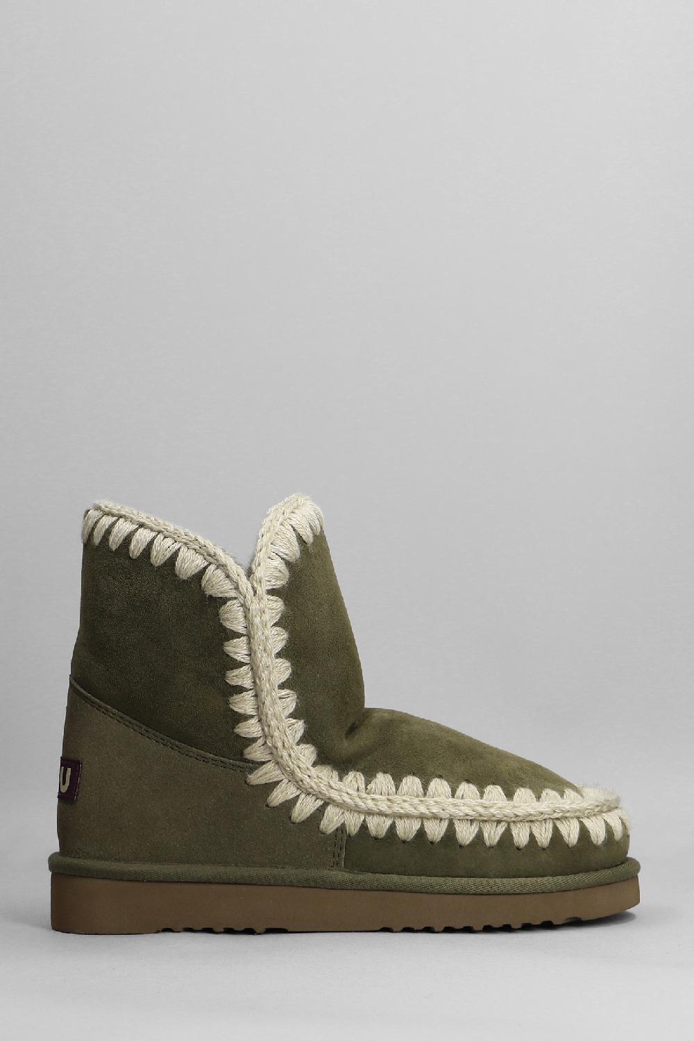 Deliberti Mou Tronchetti tacco basso eskimo 18 in camoscio verde cod. 408380 - Deliberti The Luxury Shopping