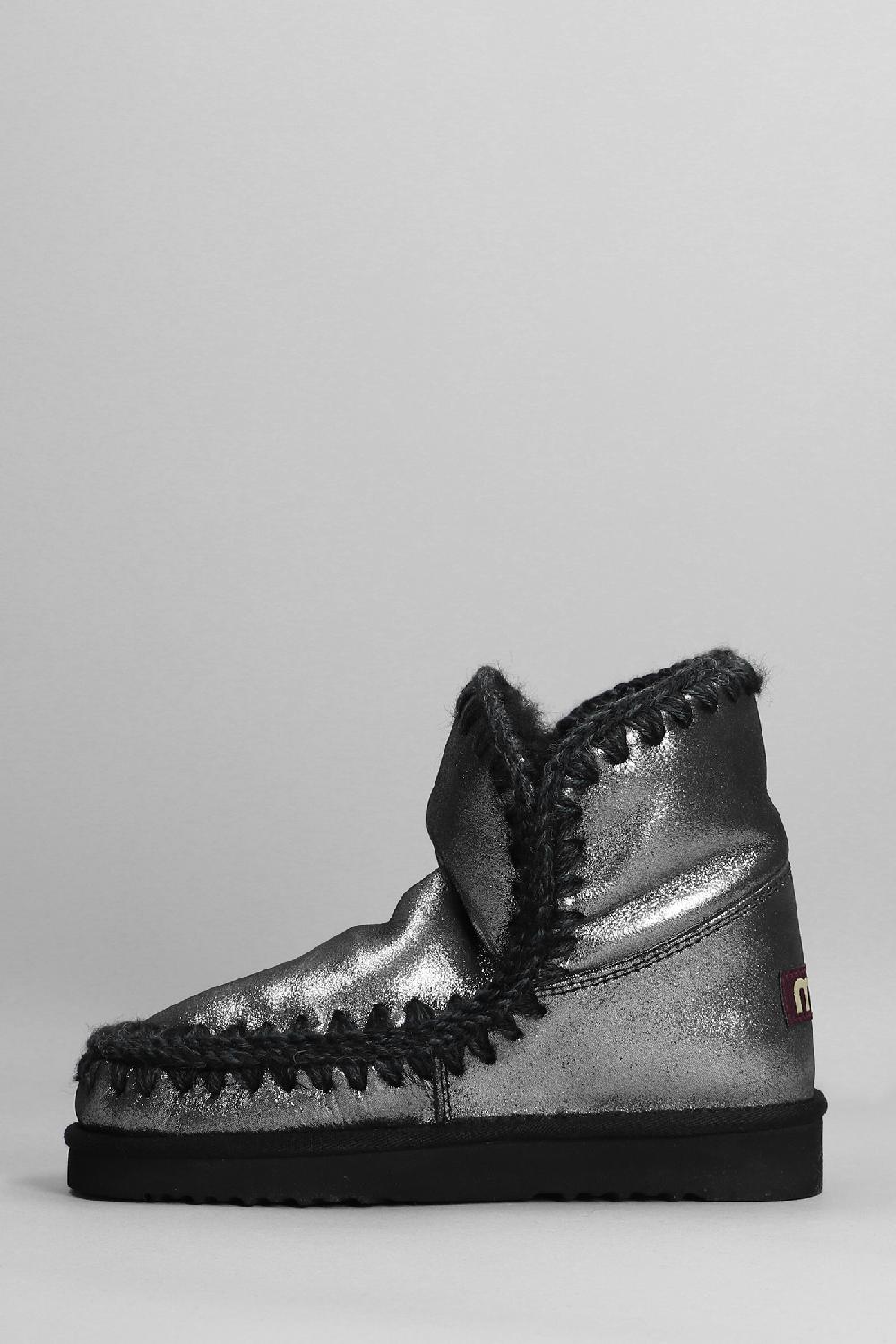 Deliberti Mou Tronchetti Tacco Basso Eskimo 18 In Glitter Nero Cod. 408384 - Deliberti The Luxury Shopping