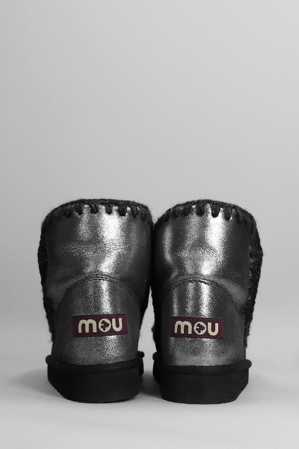 Deliberti Mou Tronchetti Tacco Basso Eskimo 18 In Glitter Nero Cod. 408384 - Deliberti The Luxury Shopping
