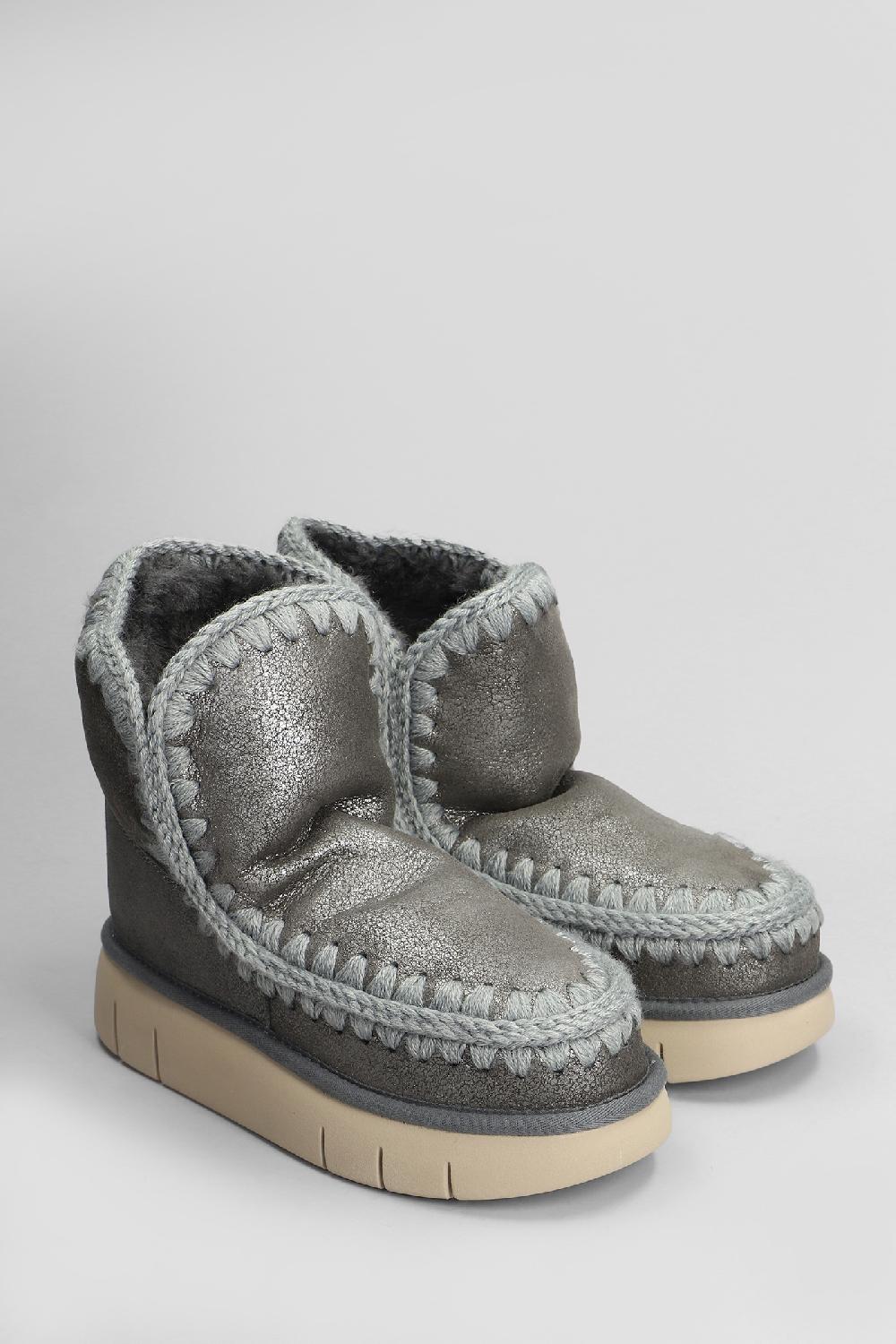 Deliberti Mou Tronchetti Tacco Basso Eskimo 18 In Pelle Grigia Cod. 408456 - Deliberti The Luxury Shopping