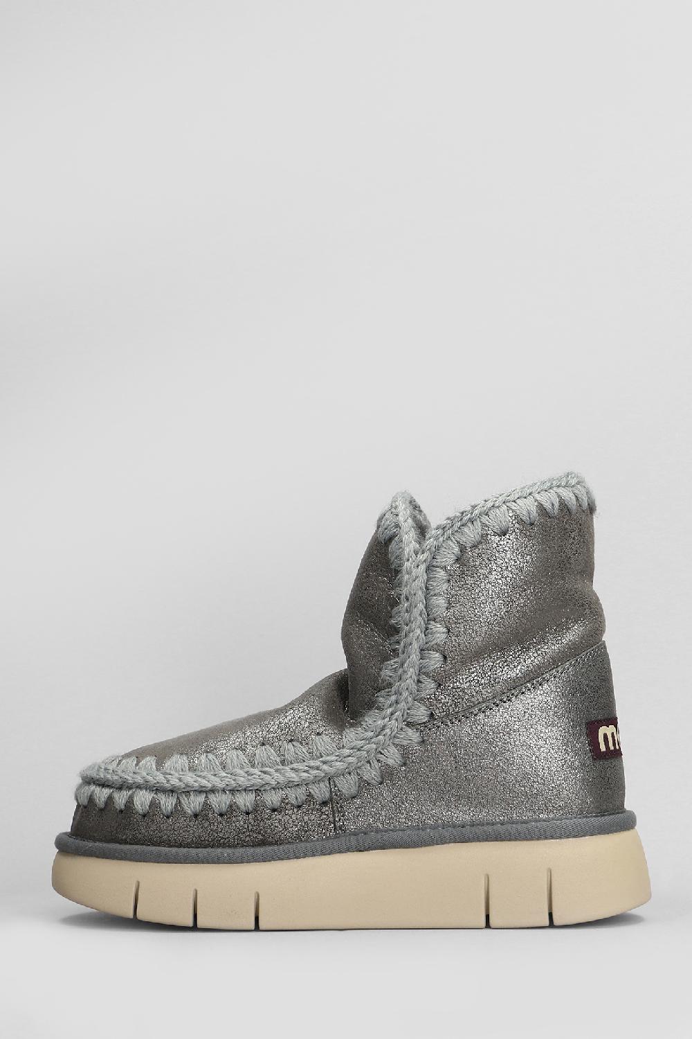 Deliberti Mou Tronchetti Tacco Basso Eskimo 18 In Pelle Grigia Cod. 408456 - Deliberti The Luxury Shopping