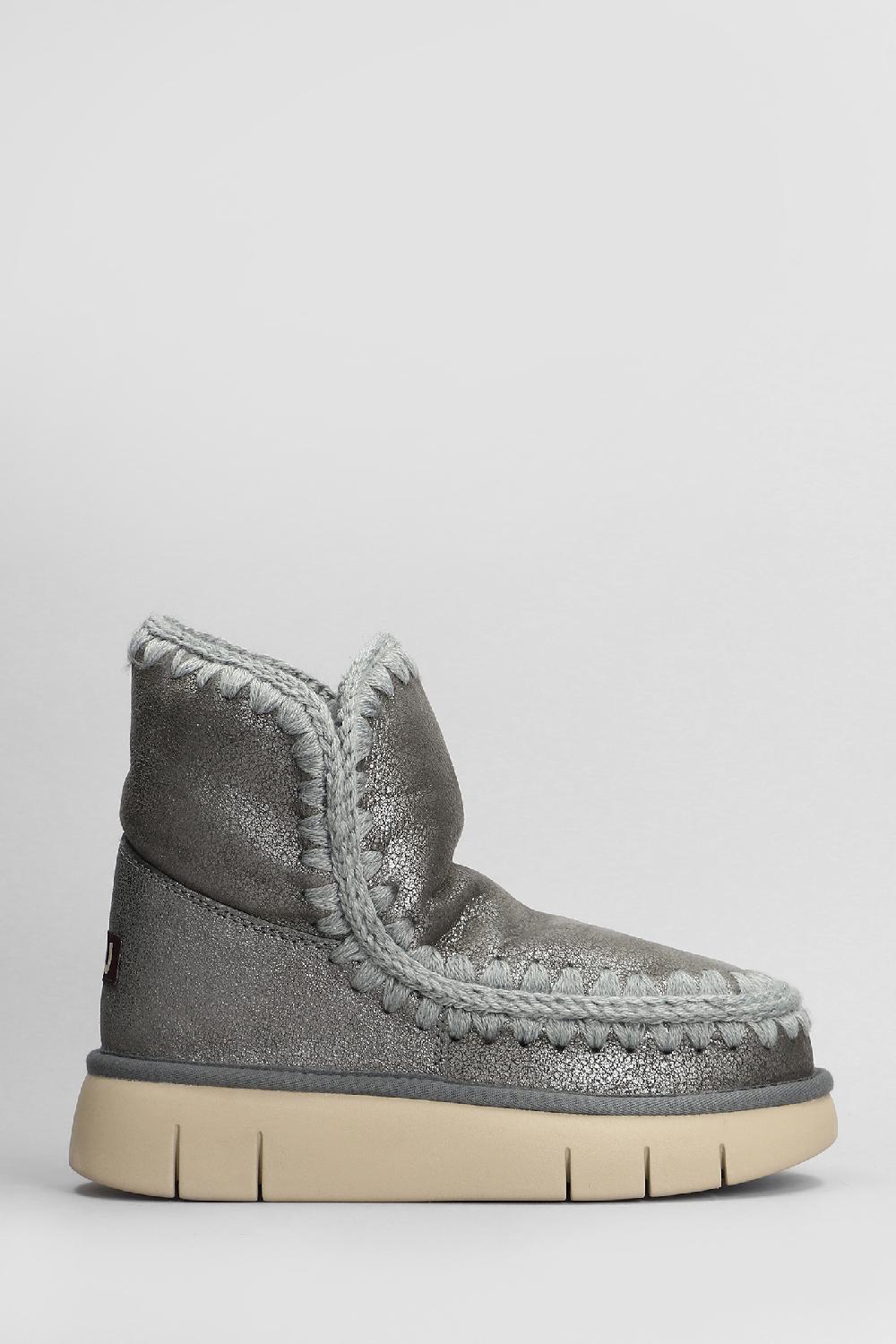 Deliberti Mou Tronchetti tacco basso eskimo 18 in pelle grigia cod. 408456 - Deliberti The Luxury Shopping