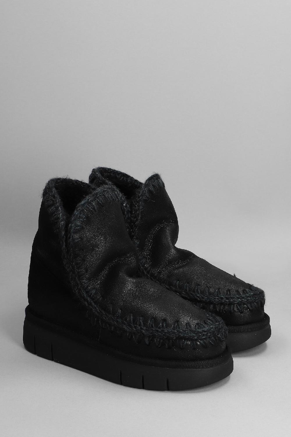 Deliberti Mou Tronchetti Tacco Basso Eskimo 18 In Pelle Nera Cod. 408455 - Deliberti The Luxury Shopping