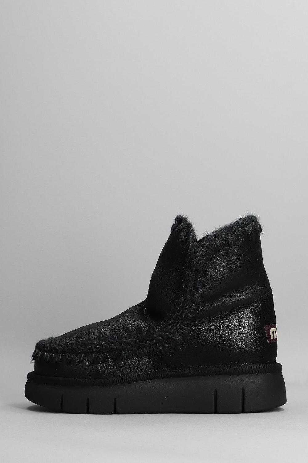 Deliberti Mou Tronchetti Tacco Basso Eskimo 18 In Pelle Nera Cod. 408455 - Deliberti The Luxury Shopping