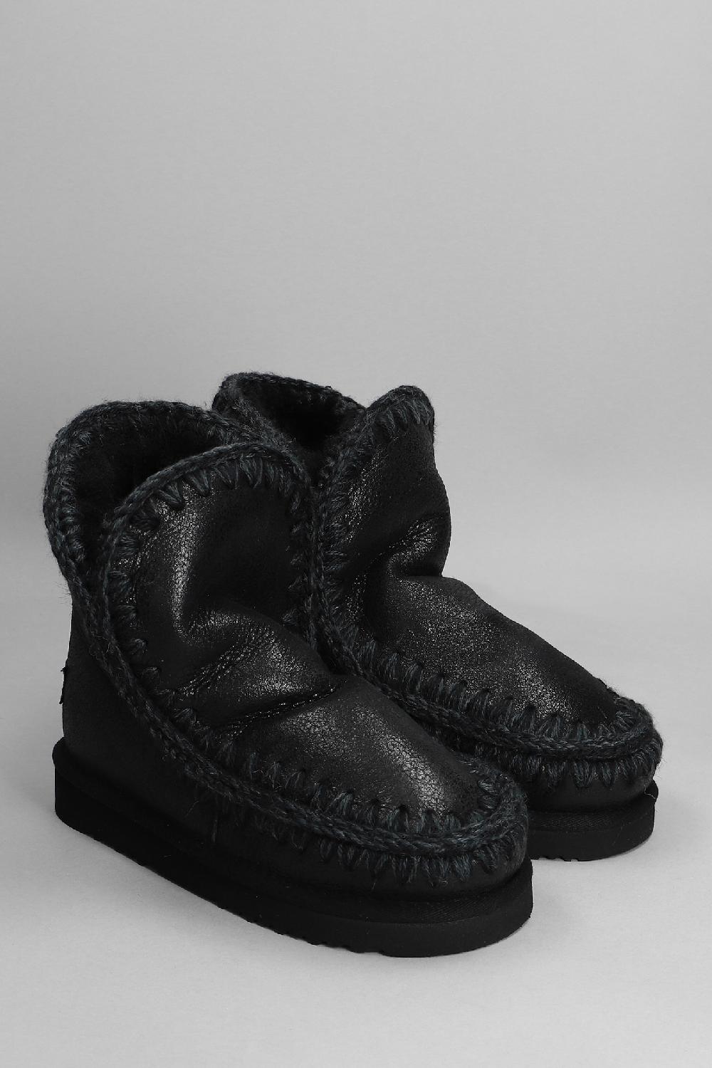 Deliberti Mou Tronchetti Tacco Basso Eskimo 18 In Pelle Nera Cod. 408383 - Deliberti The Luxury Shopping