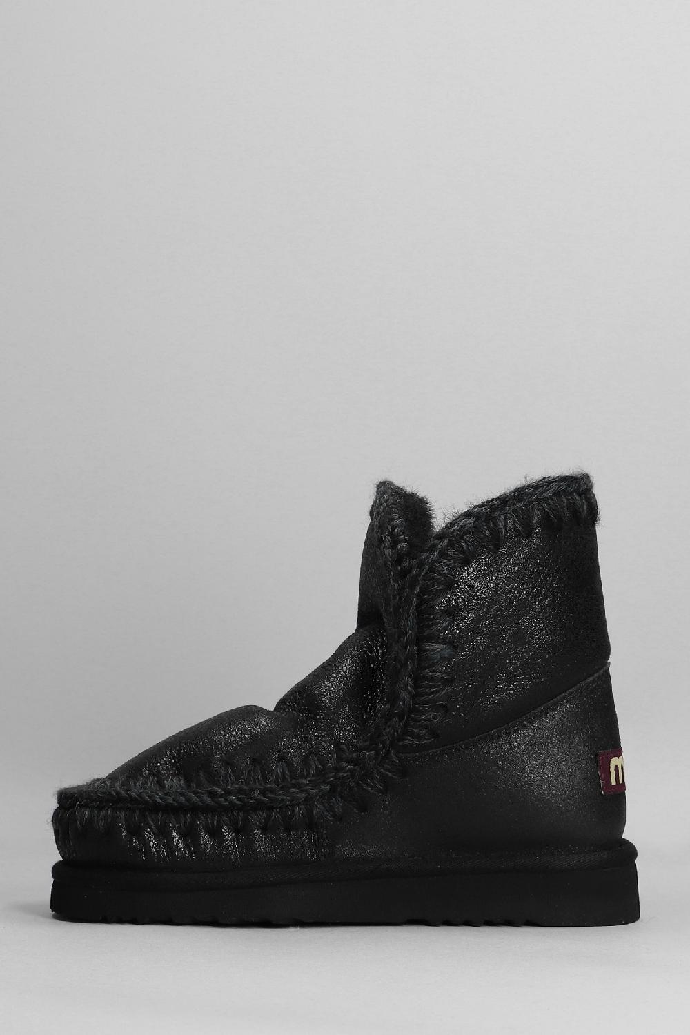 Deliberti Mou Tronchetti Tacco Basso Eskimo 18 In Pelle Nera Cod. 408383 - Deliberti The Luxury Shopping