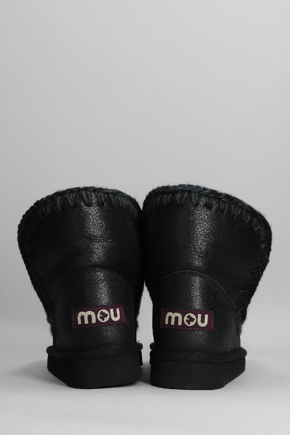 Deliberti Mou Tronchetti Tacco Basso Eskimo 18 In Pelle Nera Cod. 408383 - Deliberti The Luxury Shopping