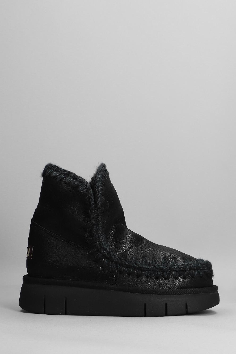 Deliberti Mou Tronchetti tacco basso eskimo 18 in pelle nera cod. 408455 - Deliberti The Luxury Shopping