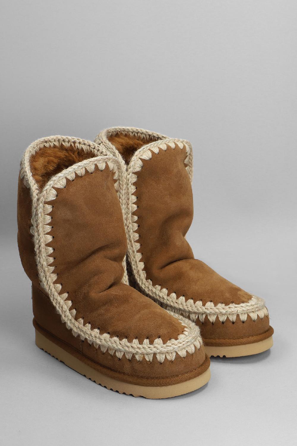 Deliberti Mou Tronchetti Tacco Basso Eskimo 24 In Camoscio Cuoio Naturale Cod. 408372 - Deliberti The Luxury Shopping