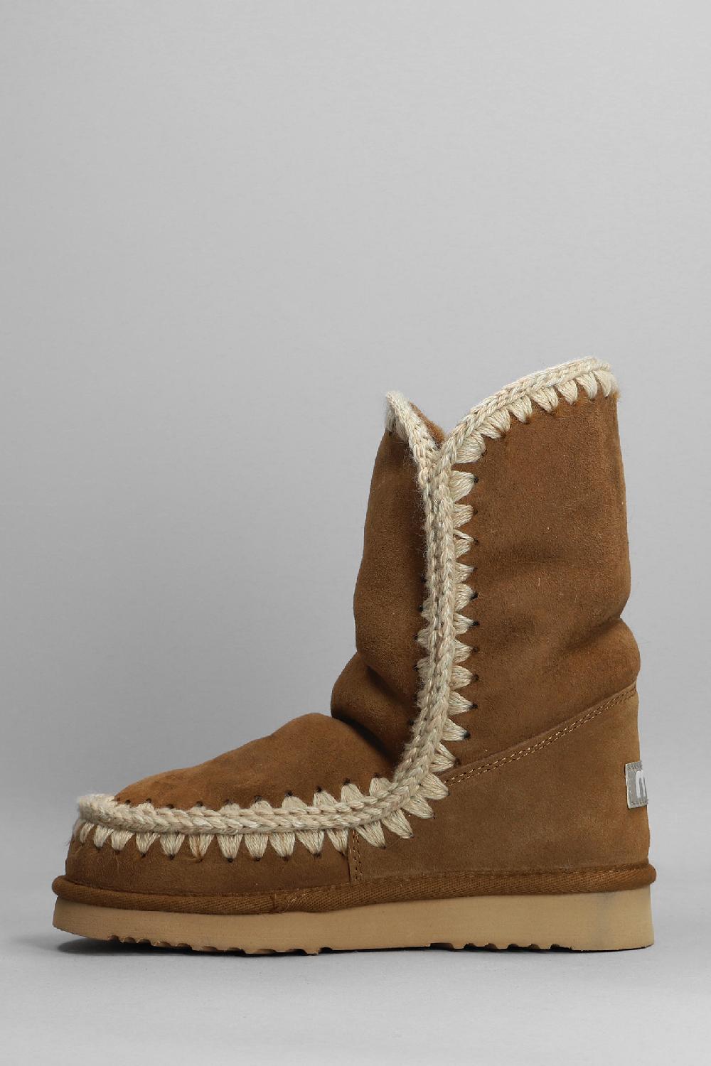 Deliberti Mou Tronchetti Tacco Basso Eskimo 24 In Camoscio Cuoio Naturale Cod. 408372 - Deliberti The Luxury Shopping