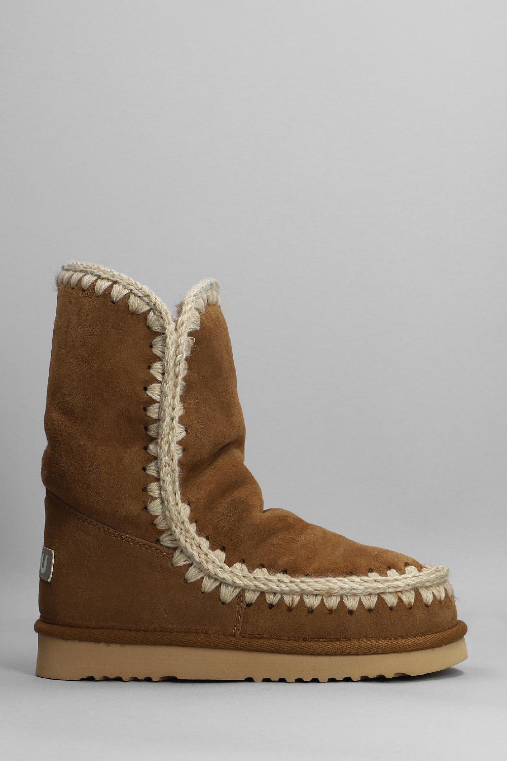 Deliberti Mou Tronchetti tacco basso eskimo 24 in camoscio cuoio naturale cod. 408372 - Deliberti The Luxury Shopping