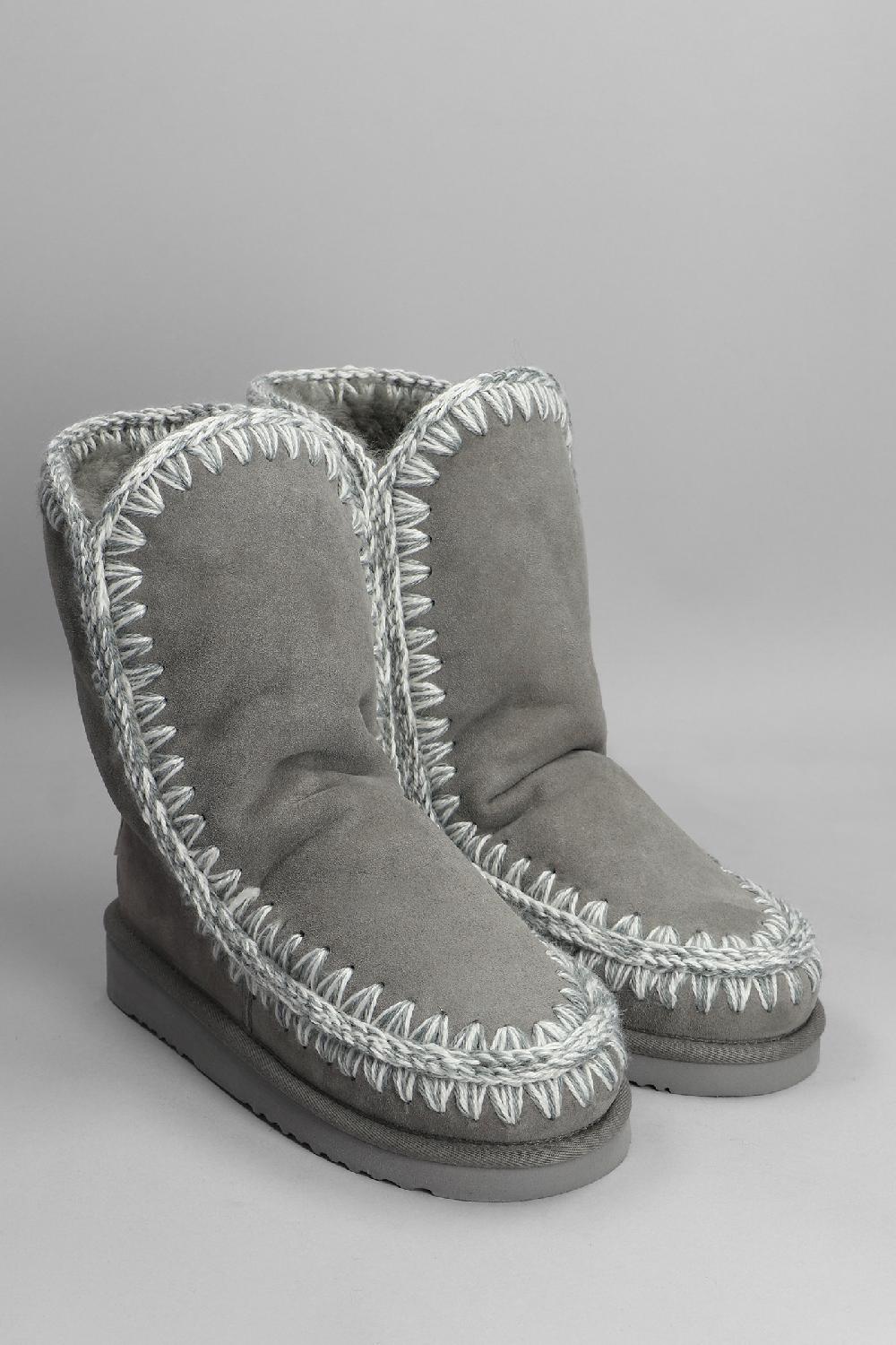 Deliberti Mou Tronchetti Tacco Basso Eskimo 24 In Camoscio Grigio Cod. 408374 - Deliberti The Luxury Shopping