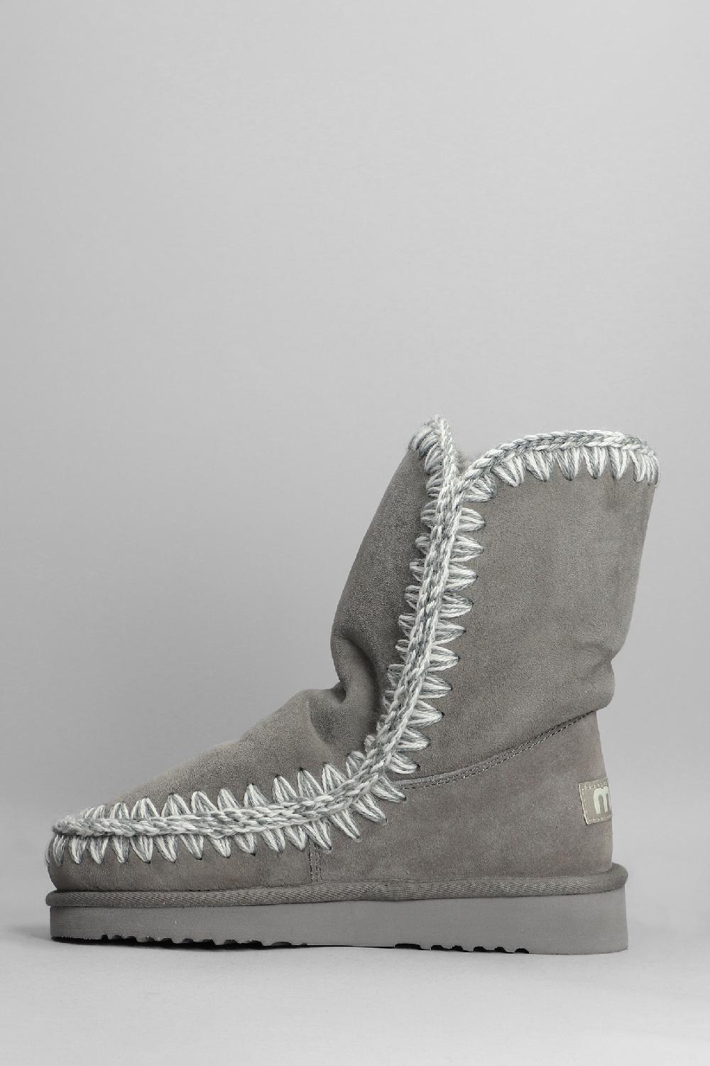 Deliberti Mou Tronchetti Tacco Basso Eskimo 24 In Camoscio Grigio Cod. 408374 - Deliberti The Luxury Shopping