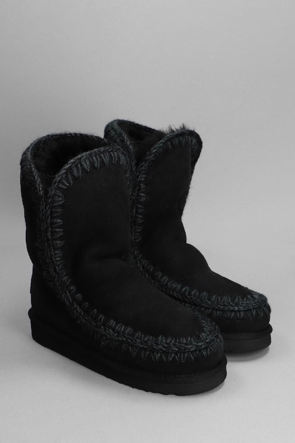 Deliberti Mou Tronchetti Tacco Basso Eskimo 24 In Camoscio Nero Cod. 408369 - Deliberti The Luxury Shopping