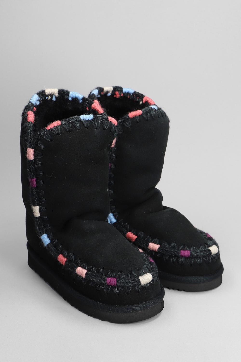 Deliberti Mou Tronchetti Tacco Basso Eskimo 24 In Camoscio Nero Cod. 408412 - Deliberti The Luxury Shopping