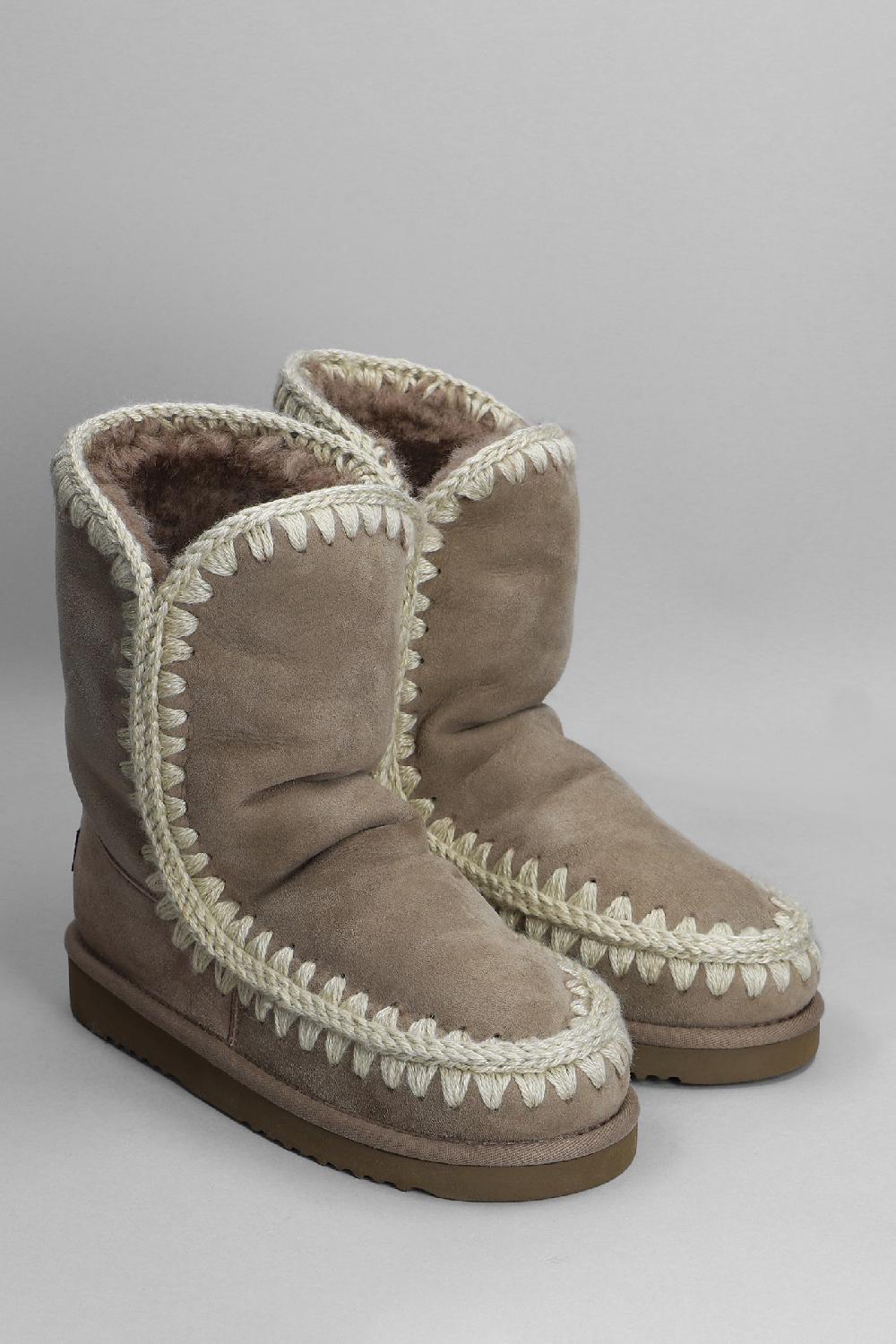 Deliberti Mou Tronchetti Tacco Basso Eskimo 24 In Camoscio Taupe Cod. 408370 - Deliberti The Luxury Shopping