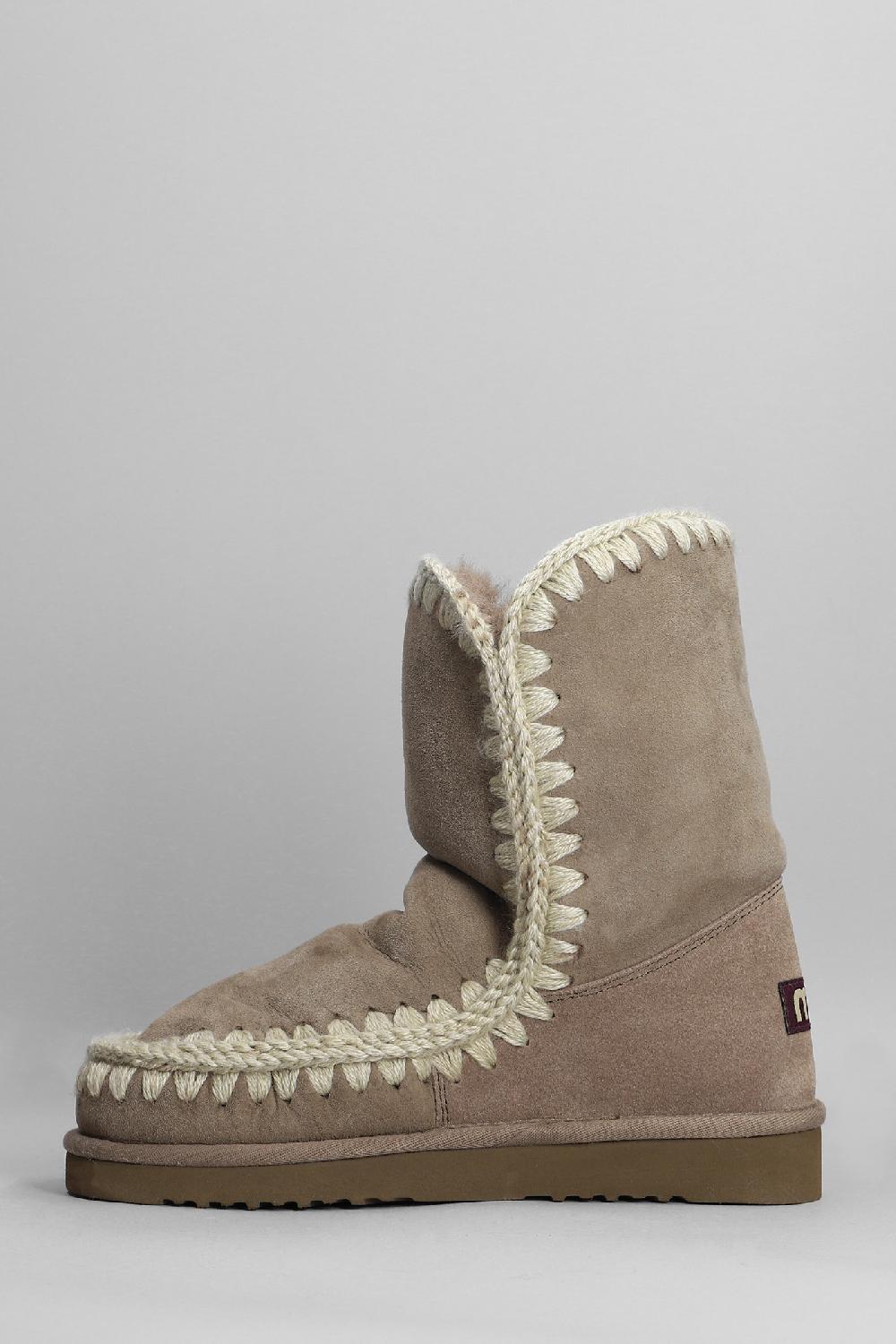 Deliberti Mou Tronchetti Tacco Basso Eskimo 24 In Camoscio Taupe Cod. 408370 - Deliberti The Luxury Shopping