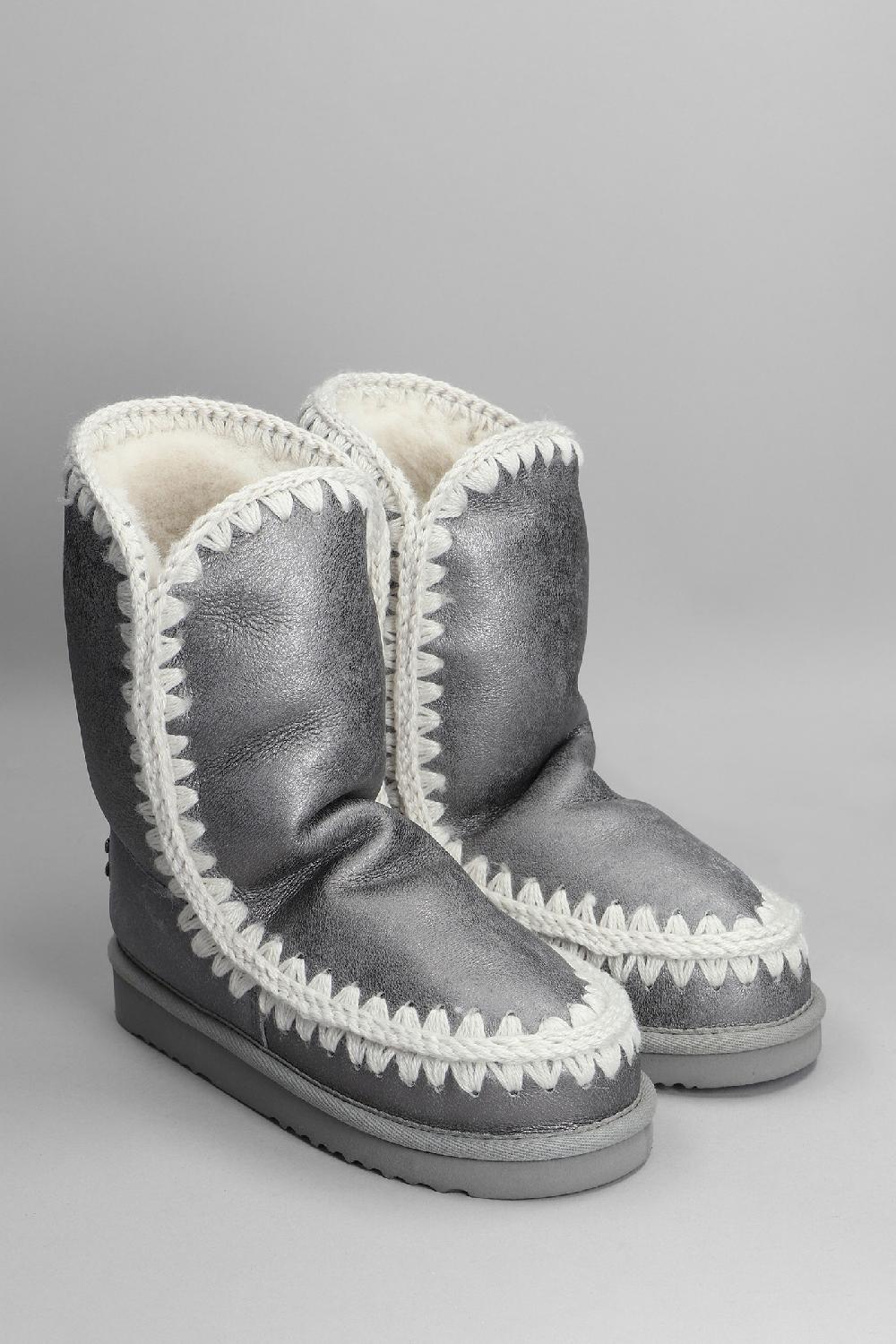 Deliberti Mou Tronchetti Tacco Basso Eskimo 24 In Glitter Argento Cod. 408377 - Deliberti The Luxury Shopping